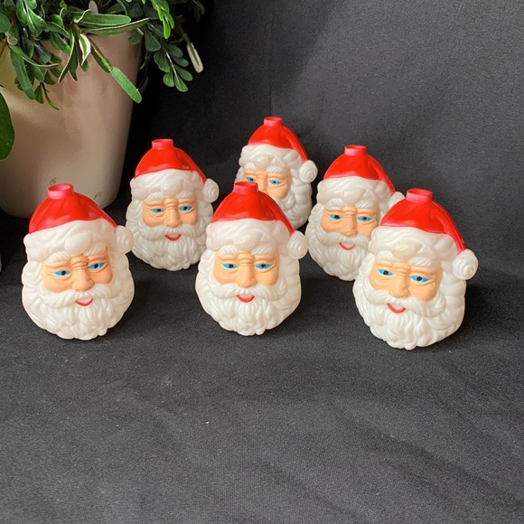 Set of 6 vintage Silversti Santa blowmold Christmas string light covers - Picture 2 of 7